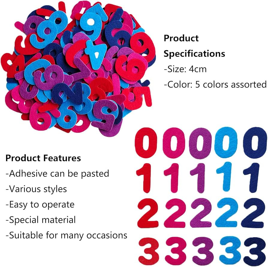 Number Stickers, Felt Stickers for Kids, Felt Numbers for Crafts, Craft Supplies for Scrapbooking... | Amazon (US)