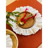 Ruffle Round Cream Color Washed Linen Placemats, Natural Boho Placemats With Ruffle, Vintage Rustic Placemats For Table Decor | Etsy (US)