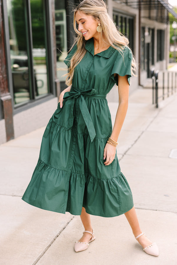 Sugarlips: Get What You Need Emerald Green Tiered Midi Dress | The Mint Julep Boutique