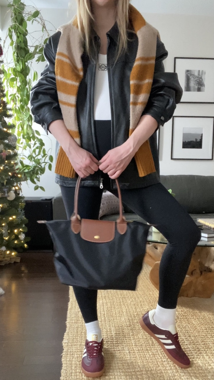 Styling my new burgundy Adidas Samba sneakers at 34 weeks pregnant 🍒 Leather coat is thrifted! #dhgate

#LTKShoeCrush #LTKBump #LTKFindsUnder100