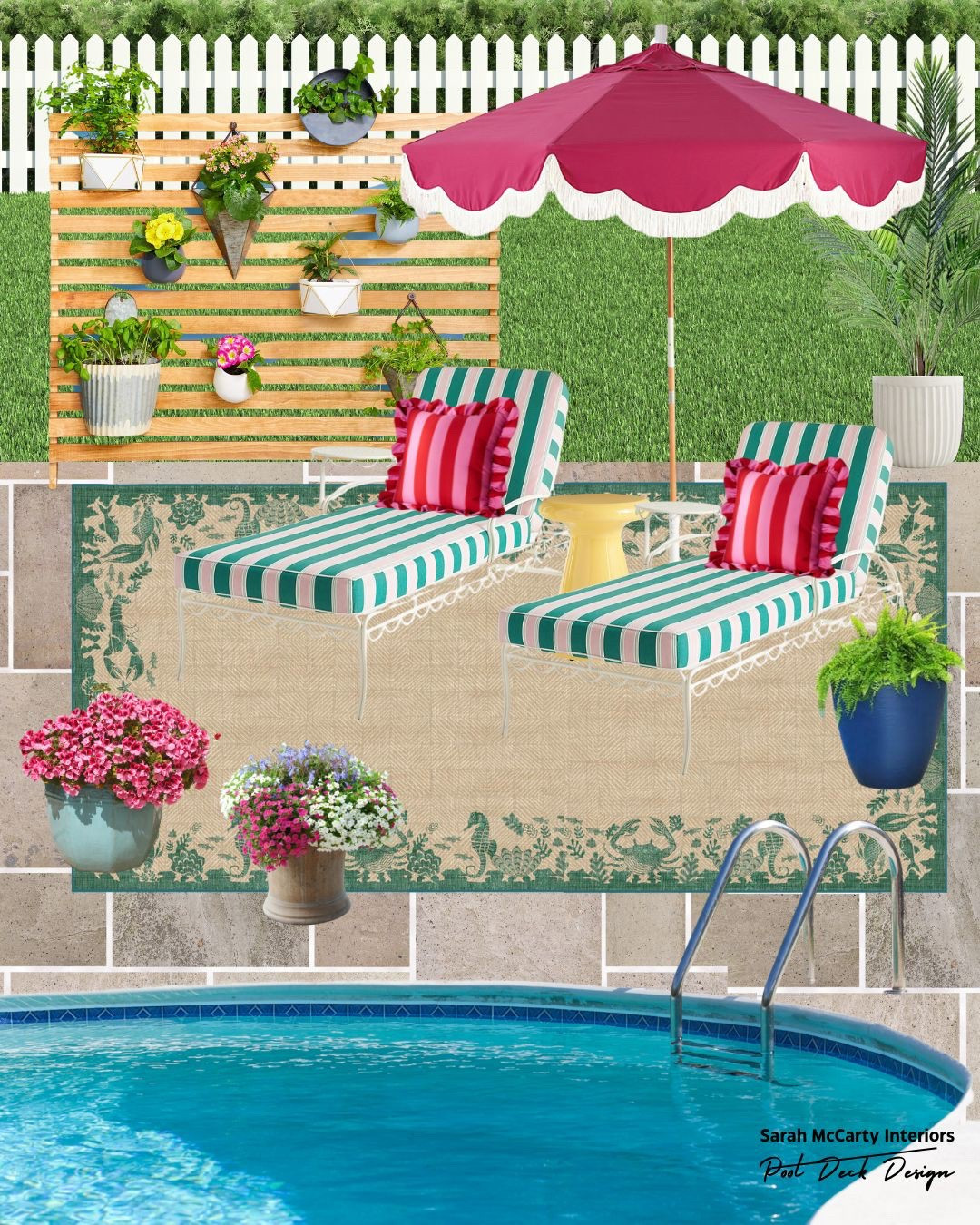 Pool deck season ☀️ Furniture and outdoor decor for your outdoor living space. Pool lounge chairs, umbrella, outdoor rug, throw pillows, colorful decor, patio furniture, planters

#LTKSeasonal #LTKStyleTip #LTKHome