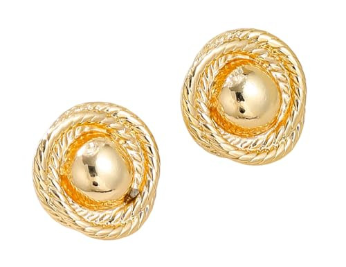 DIAMANTIO Elegant Large Chunky Gold Earrings for Women - Round Rope Disc Stud Earrings - Statement Vintage Design - Trendy, Lightweight, and Hypoallergenic Jewelry - Perfect for Parties and Everyday Wear (Gold) | Amazon (US)