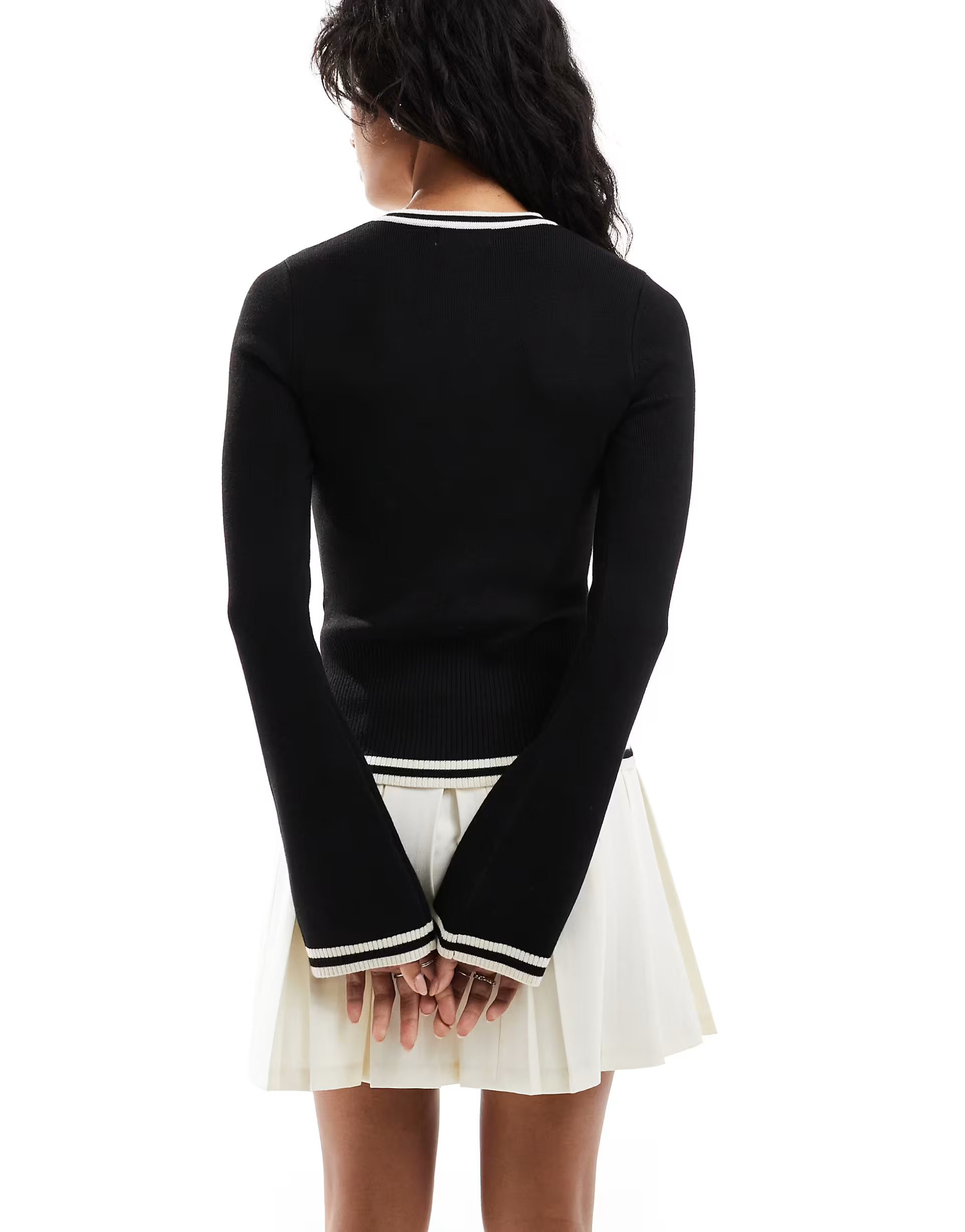 Pretty Lavish contrast knit longsleeve top in black and white | ASOS (Global)