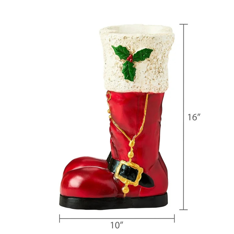 Santa's Boots Christmas Indoor/Outdoor Decoration, Red and White, 16", by Holiday Time | Walmart (US)