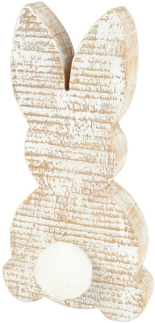 Rustic Distressed Whitewashed Wood Bunny Figure- 6.5" - Walmart.com | Walmart (US)