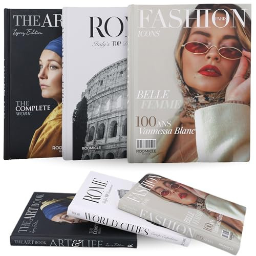 Elegant Decorative Books - Set of 3 Designer Faux/Fake Books for Decoration - Enhance Your Coffee Table, Mantle & Bookshelf Decor - Book Decor Aesthetic Collection - Real Blank Pages Inside | Amazon (US)