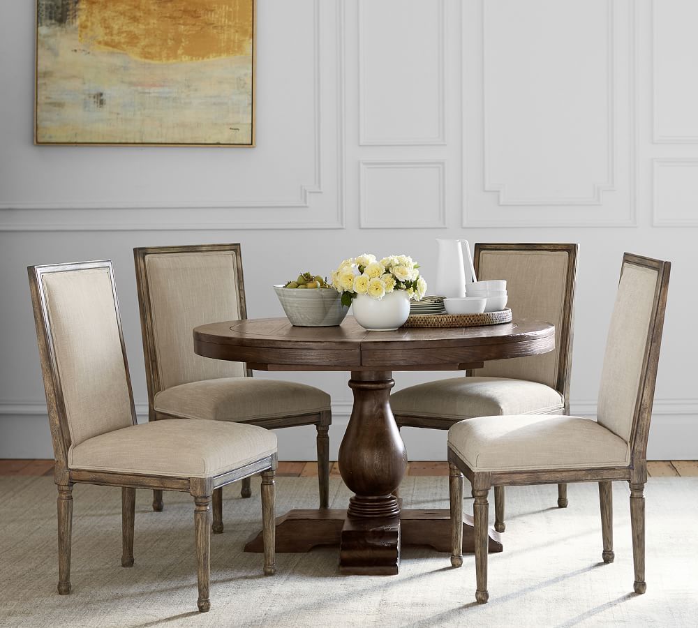 Lorraine Round Pedestal Extending Dining Table | Pottery Barn (US)