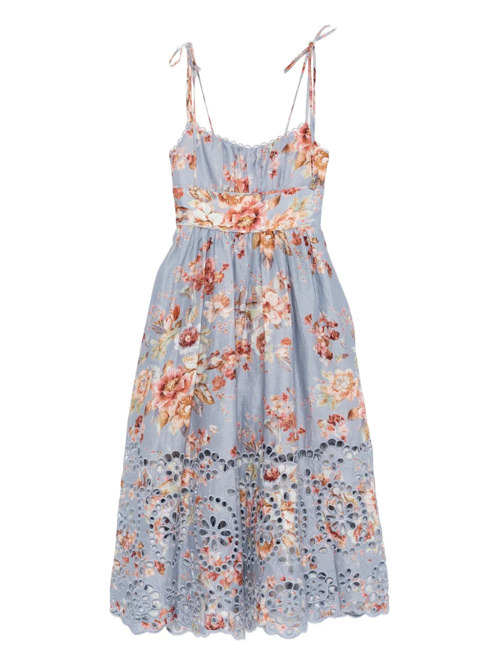 ZIMMERMANN Awaken Picnic floral-print Midi Dress | Blue | FARFETCH PT | Farfetch Global