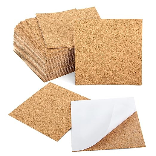 Blisstime 30 Pieces Self-Adhesive Cork Sheets 4"x 4" for DIY Coasters, Square Cork Tiles with Str... | Amazon (US)