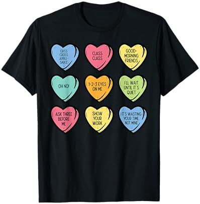 Teacher Conversation Hearts Funny Valentines Day Women Men T-Shirt | Amazon (US)