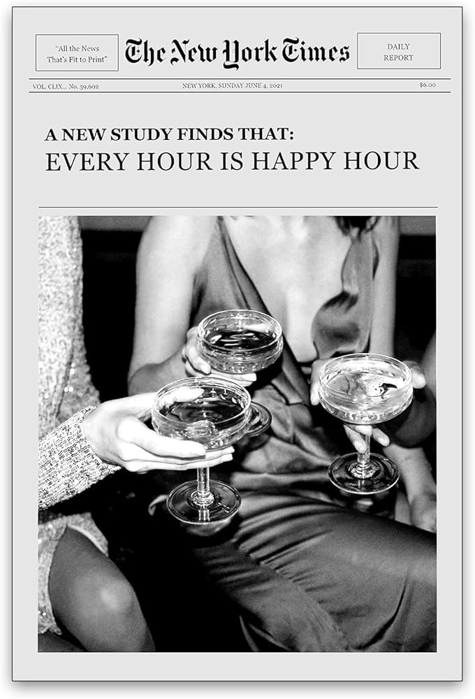 Funky Black and White Wall Art Aesthetic Posters Vintage Trendy Girls Cocktail Canvas Prints Bar ... | Amazon (US)