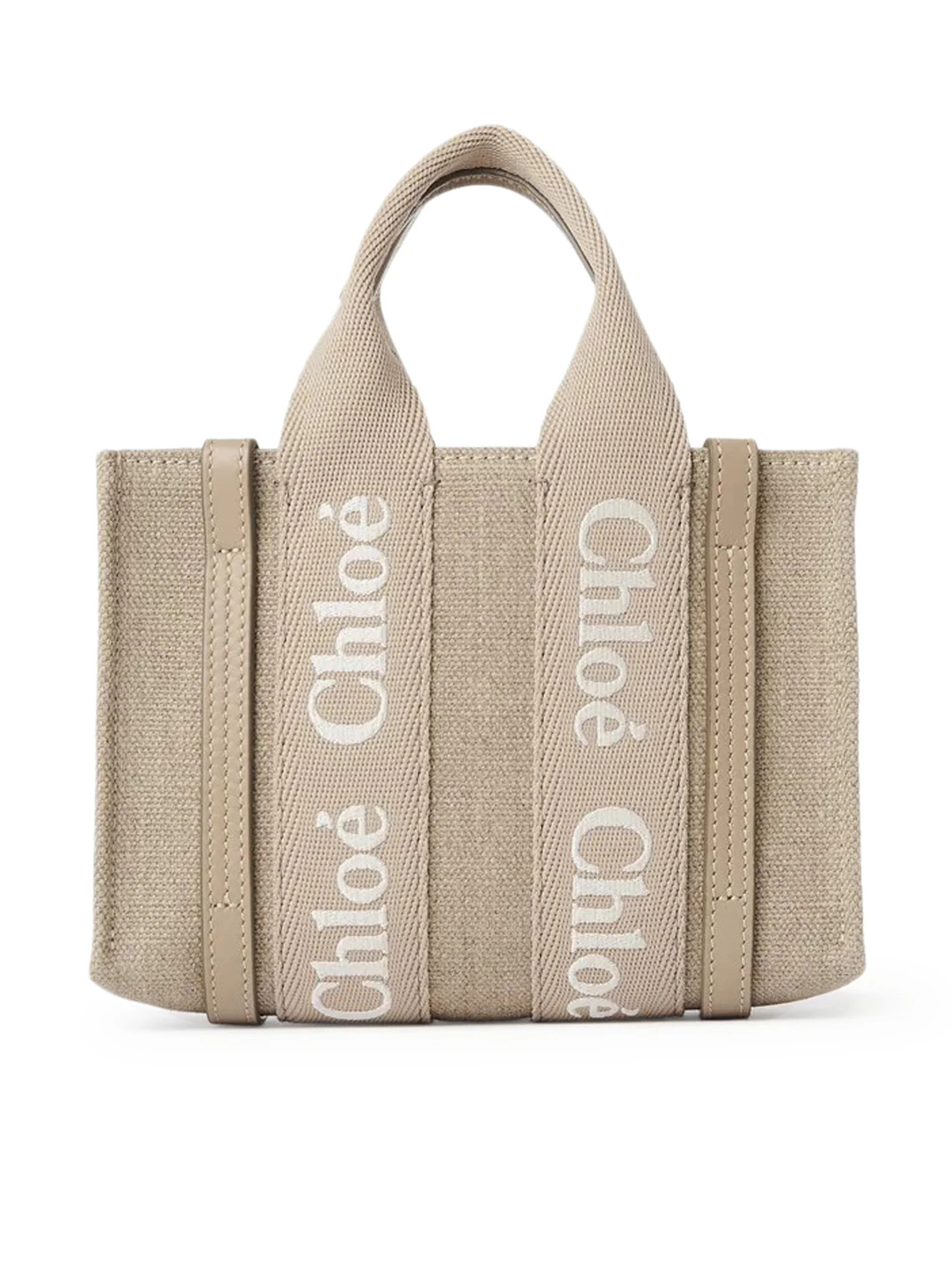 TOTE BAG MINI WOODY IN LINEN AND LEATHER - Chloe` - Woman | Suitnegozi INT