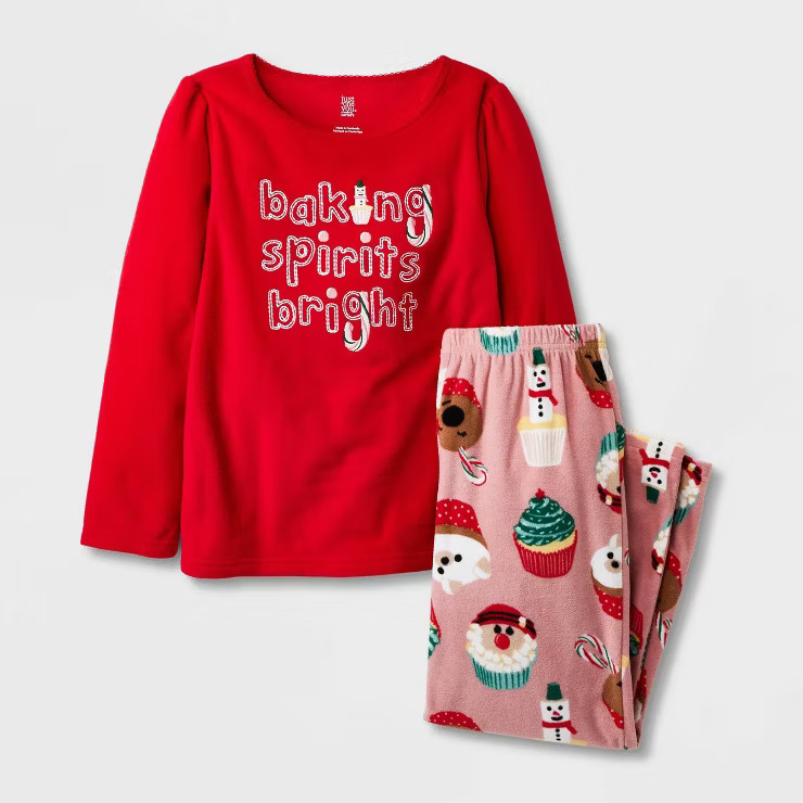 Carter's Just One You® Girls' 2pc Fleece Christmas Cupcake Pajama Set - Red/Pink | Target
