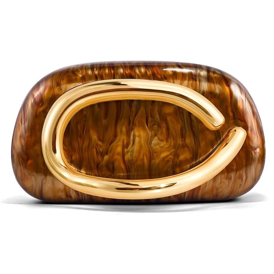 Clutch Purses for Women Formal, PU Leather/Marble Acrylic Evening Bags with Chain, Trendy Metal H... | Amazon (US)