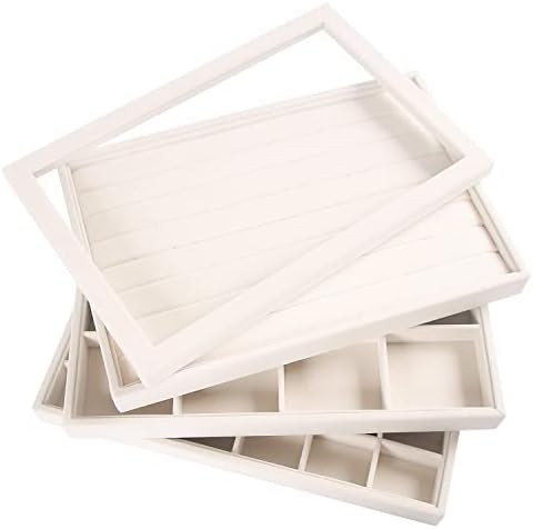 Coward Stackable Jewelry Trays Organizer Set with Clear Lid, Trays for Drawer, Earring Necklace B... | Amazon (US)