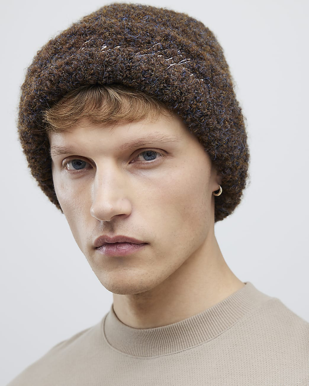 Brown Boucle Beanie | River Island UK & IE