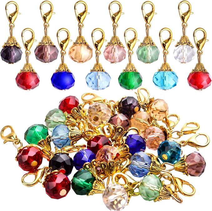 Aylifu 24 Pieces Crystal Dangle,12 Colors Faceted Crystal Dangle Charms Glass Pendant with Gold L... | Amazon (US)