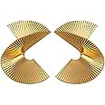 Gold Geometric Earrings Exaggerated Statement Earrings Punk Stylish Sectored Twisted Earring Jewe... | Amazon (US)