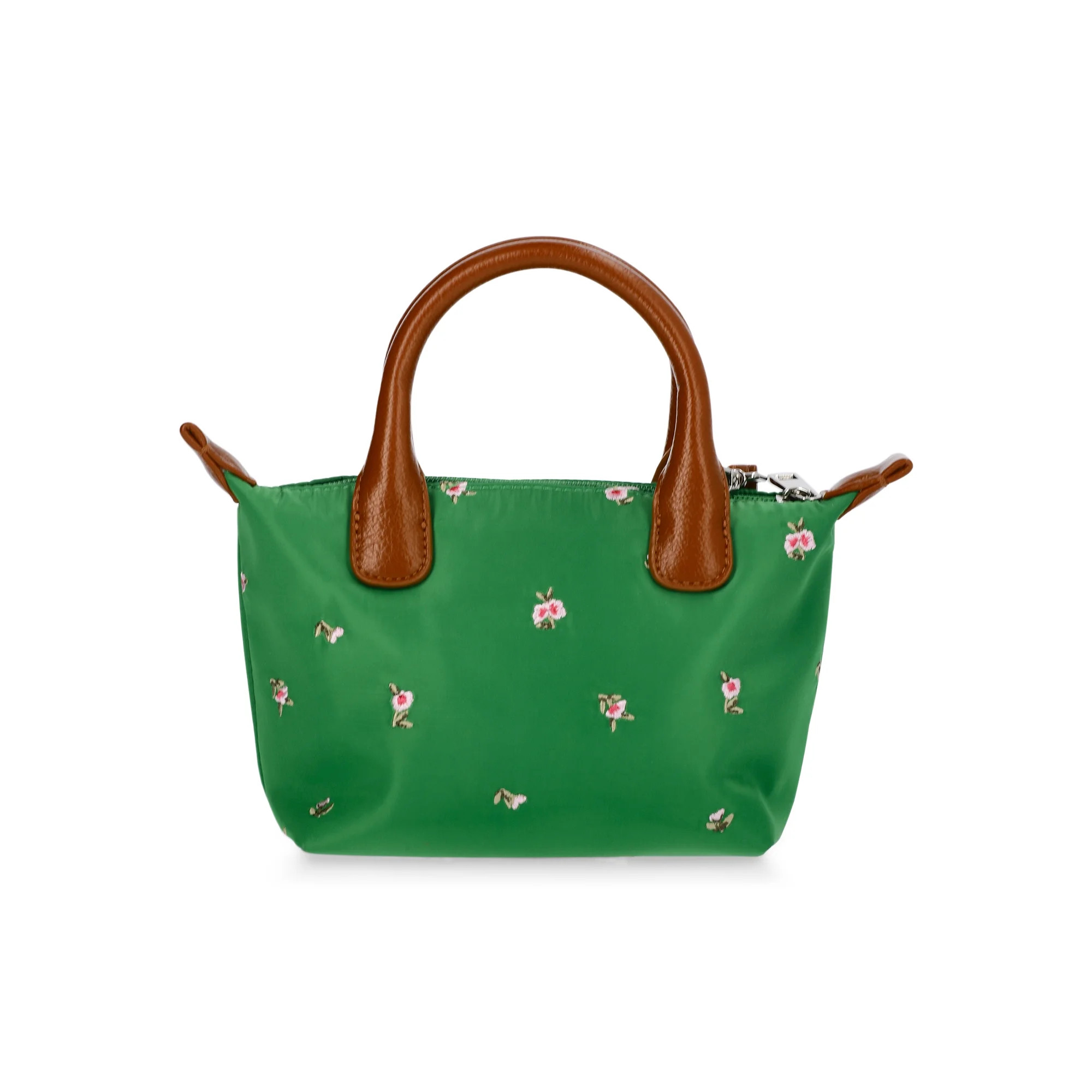 No Boundaries Women's Mini Tote Crossbody Bag, Turf Green with Floral Embroidery | Walmart (US)