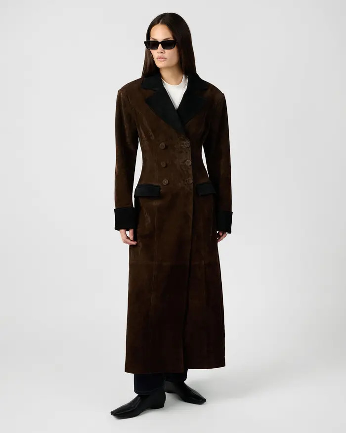 Premium Double Breasted Suede Coat | Nordstrom