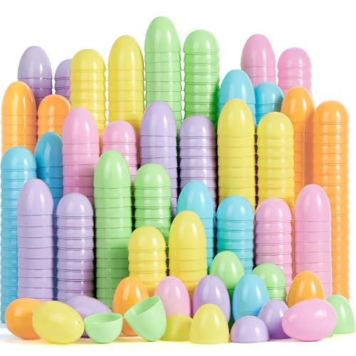 JOYIN 3.15" Pastel Easter Eggs, 500PCS Large Plastic Eggs, Empty Colorful Fillable Eggshells for Easter Hunt, Party Favor, Basket Stuffers Filler, Classroom Prize Supplies | Amazon (US)