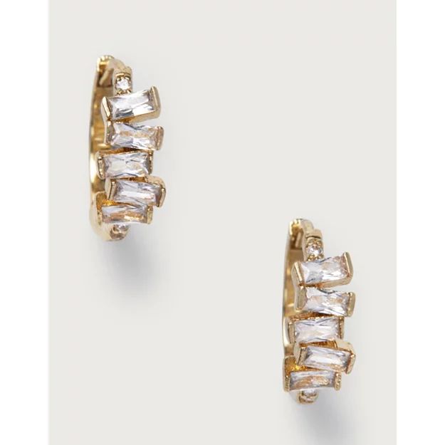 Mini Baguette Huggie Earrings | The White Company (UK)