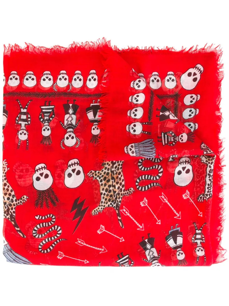 Alexander McQueen leopard and skull print scarf | FarFetch US