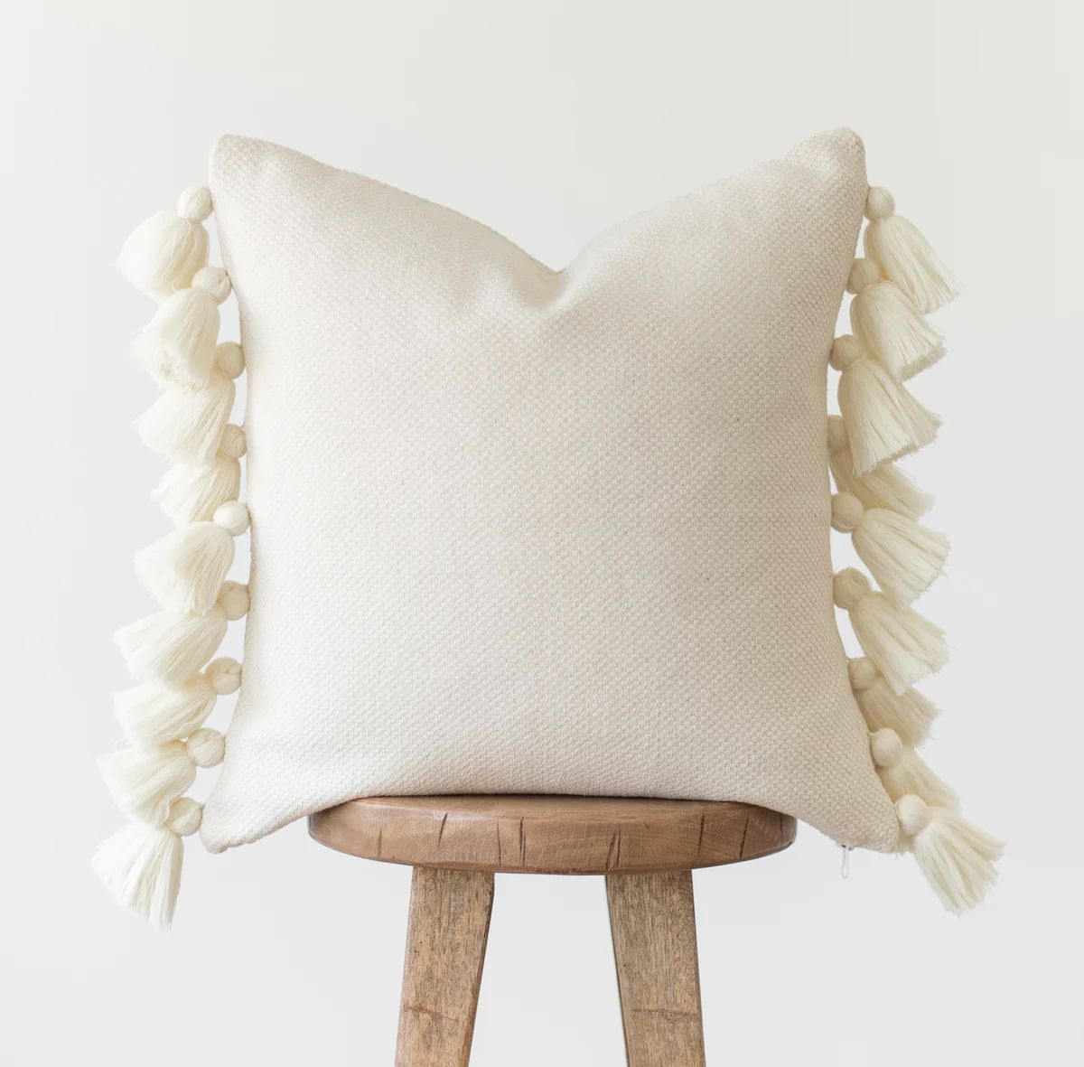 Off-White Thick Weave Pom Pillow Cover Single - 18'' | Woven Nook