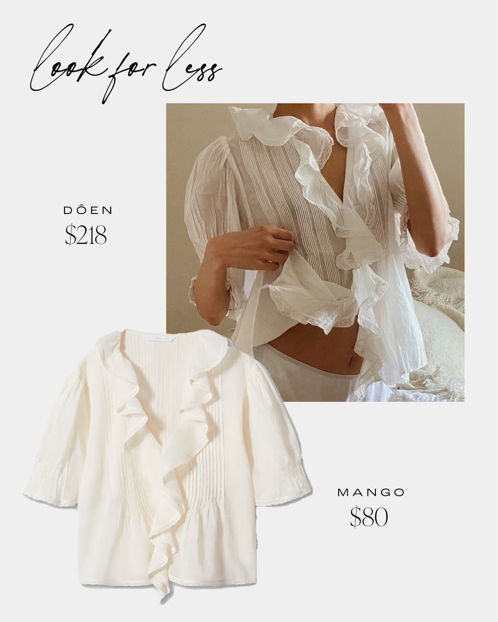 Save on this practicality identical Mango blouse as the Dôen henri top. 

#LTKunder100 #LTKstyletip #LTKFind