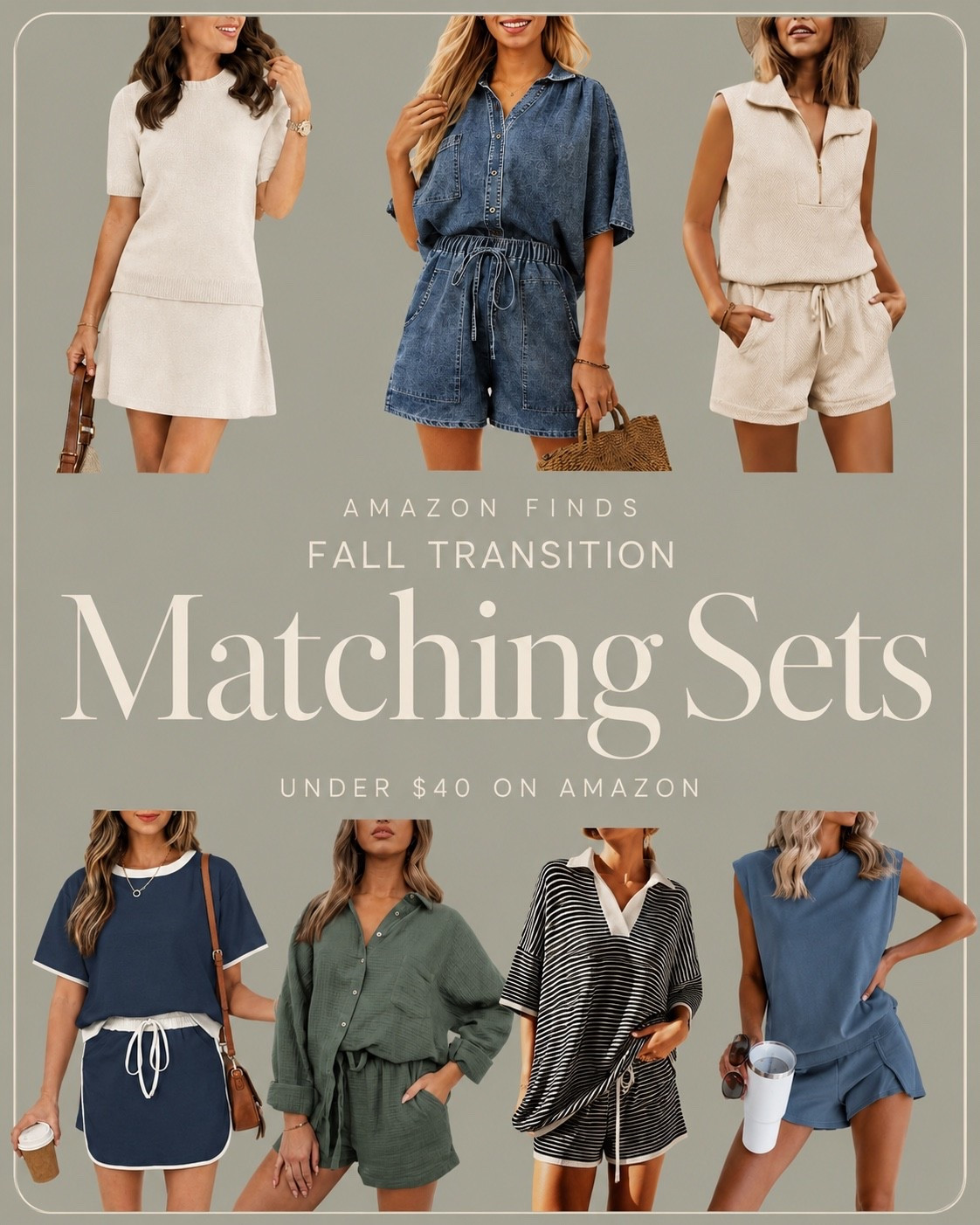 Amazon matching sets under $40 🤎 Perfect for that awkward summer-to-fall transition when it’s still warm but you’re ready for fall outfits. These are easy, comfy and actually make you look put together with zero effort.

#amazonfinds #amazonfashion #matchingsets #fallfashion #falloutfits #falltransition #affordablefashion #amazonstyle #momstyle #everydaystyle #ltkit #ltkunder50 #ltkfashion