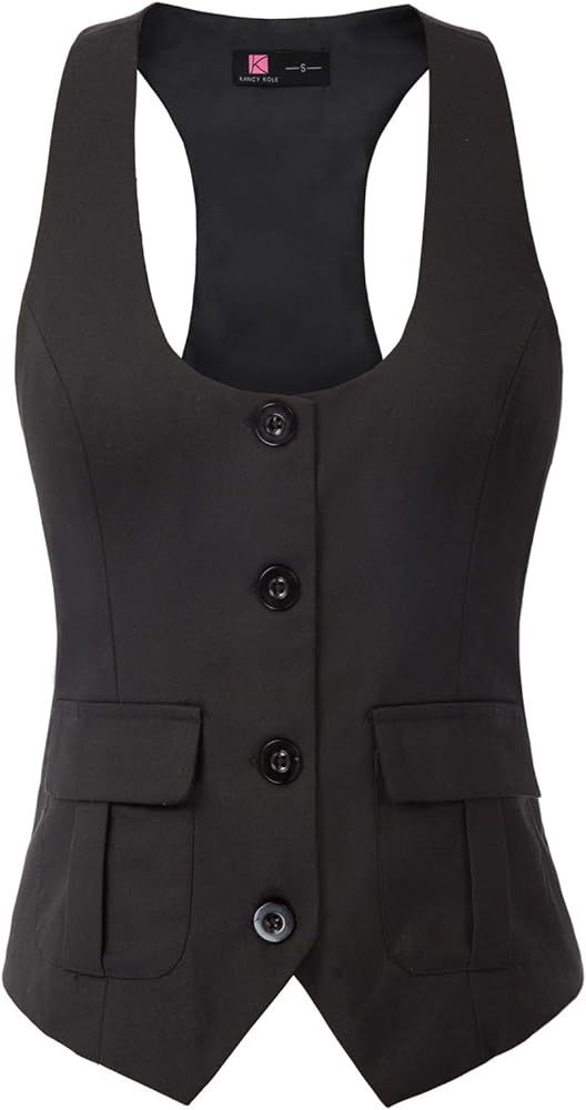 KANCY KOLE Women Waistcoat Button Vintage Vest Regular Fitted Fashion Dressy Suit with Pockets S-... | Amazon (US)