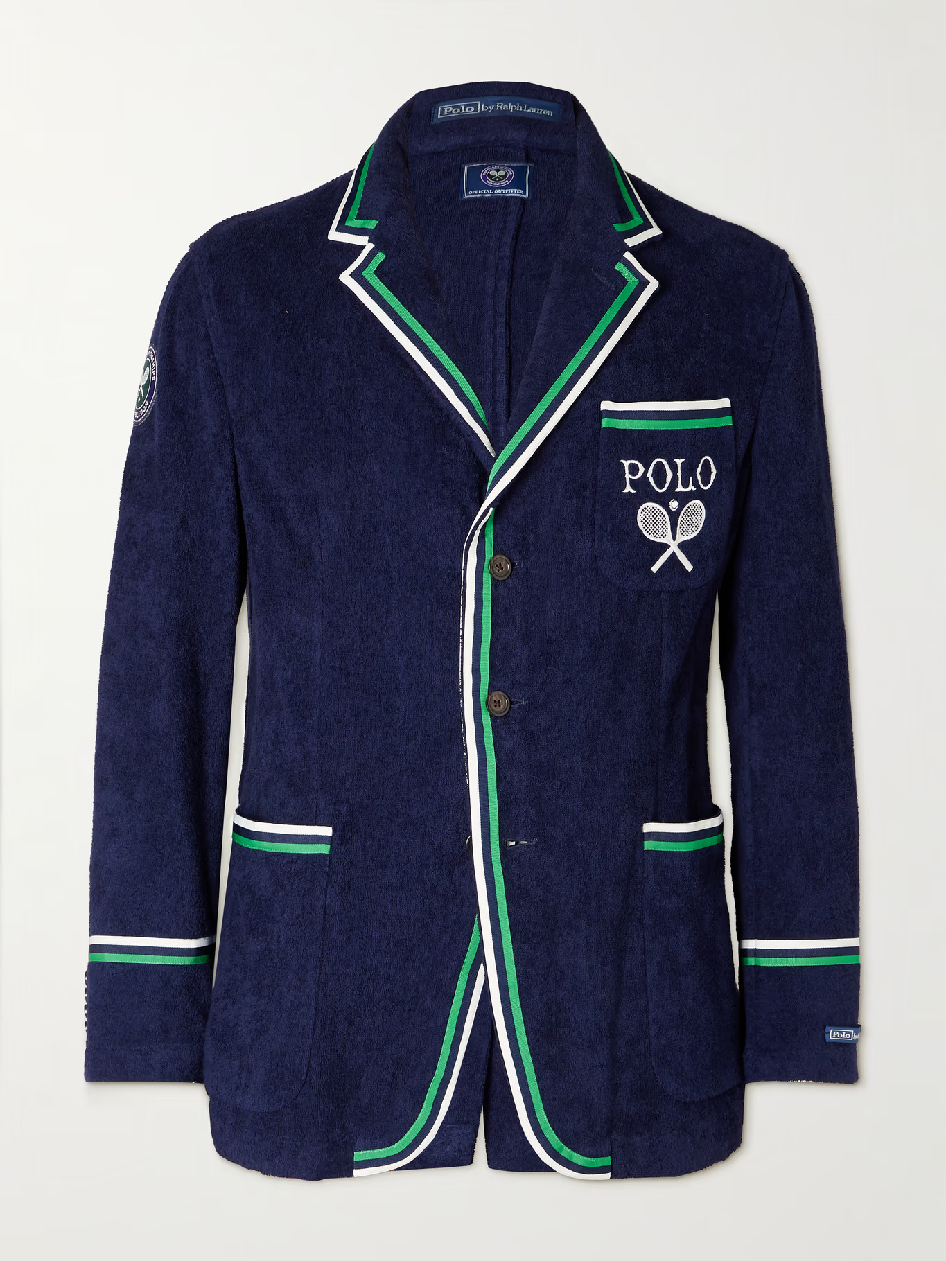 Wimbledon Appliquéd Logo-Embroidered Wool and Linen-Blend Terry Blazer | Mr Porter (US & CA)