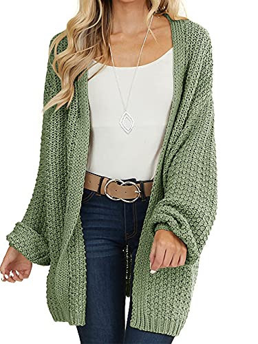 Maroway Womens Oversized Long Batwing Sleeve Cardigan Soft Knit Sweater Coat Green | Amazon (US)