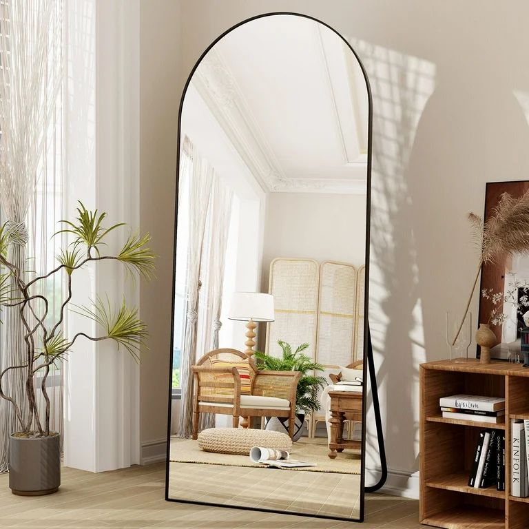 BEAUTYPEAK 71"x30" Arch Full Length Mirror Oversized Floor Mirrors for Standing Leaning, Black | Walmart (US)