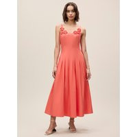 Priya Poplin Dress - Coral / 0 | Rebecca Taylor