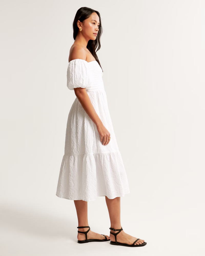 Emerson Off-The-Shoulder Midi Dress | Abercrombie & Fitch (US)