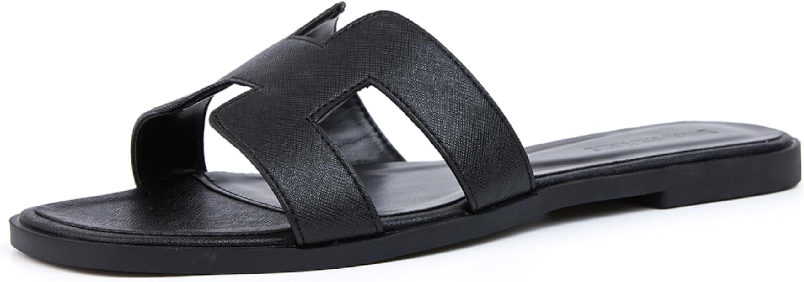 Stratuxx Kaze Women's Flat Slides Sandals Crystal Open Toe Rhinestone Flat Sandals Silver Metalli... | Amazon (US)