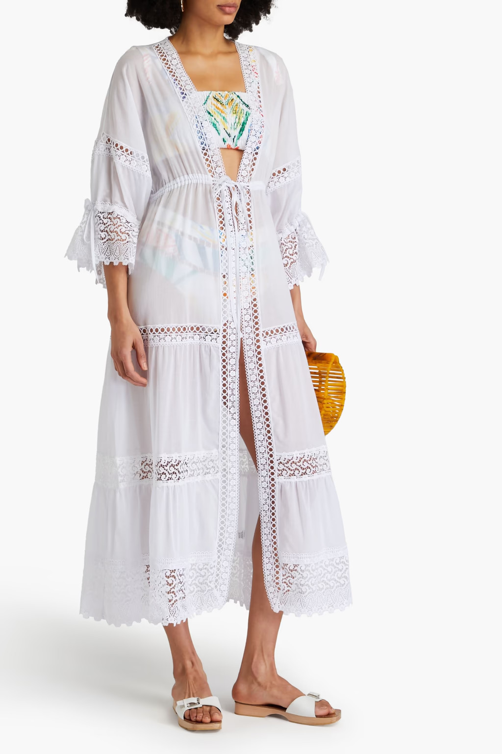 Claire lace-trimmed cotton-blend voile kaftan | The Outnet (US and CA)