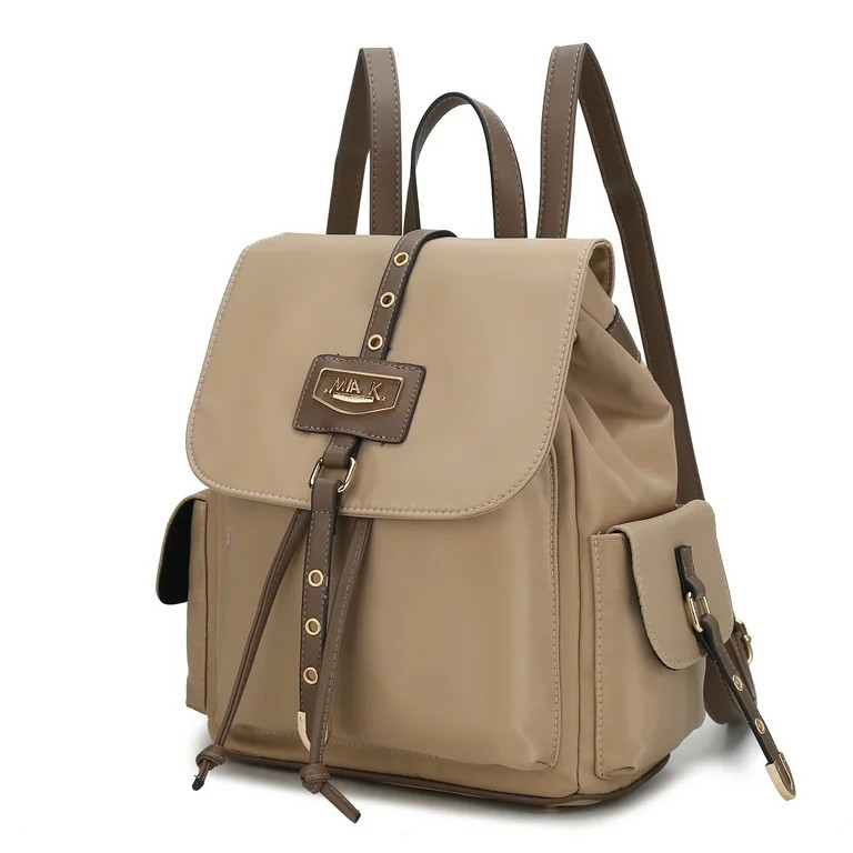 MFK Collection Paula Nylon & Smooth Vegan Leather Women’s Backpack by Mia K. - Taupe | Walmart (US)