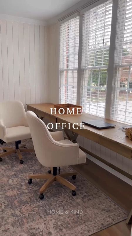 Home office sources. I love these 2 desks from World Market, the upholstered swivel chairs from Target, and the beautiful rug from Wayfair!

#LTKFind #LTKhome #LTKstyletip
