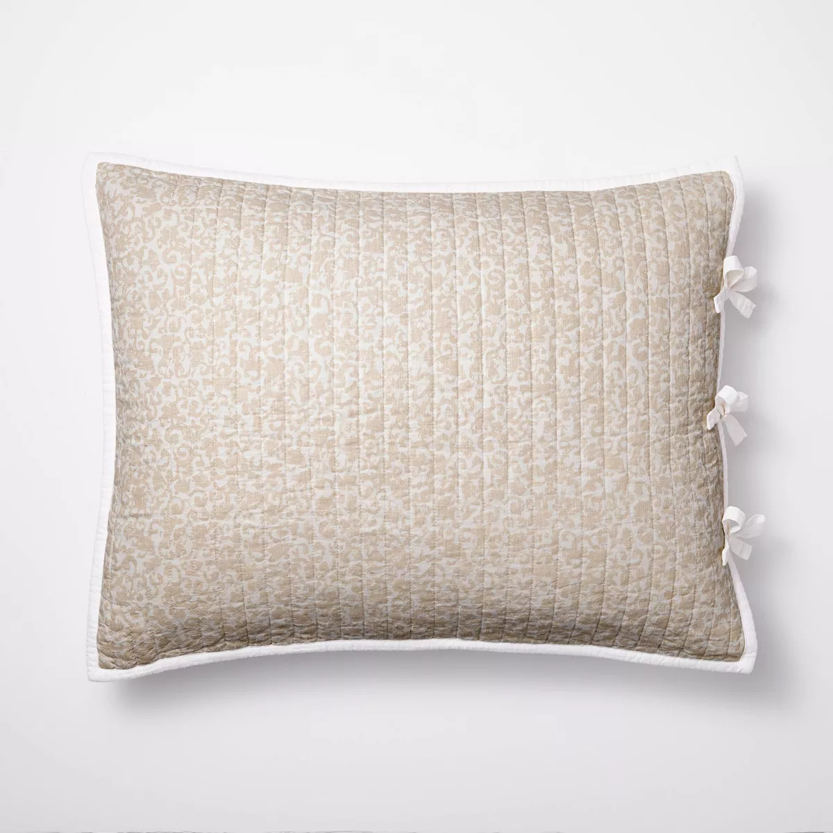 Standard Decorative Border Cotton Slub Quilt Sham Neutral Floral - Threshold™ designed with Stu... | Target