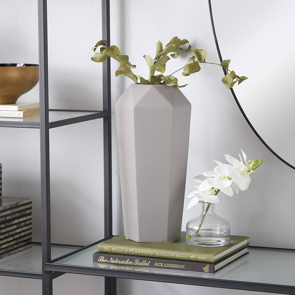 Deco 79 Ceramic Bud Vase, 6" x 6" x 14", Gray | Amazon (US)