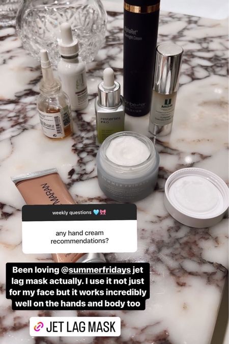 I’ve been loving Summer Friday’s jet leg mask as hand and body cream! Linked a few other skincare favs as well 🤍

#LTKbeauty #LTKfindsunder50 #LTKfindsunder100