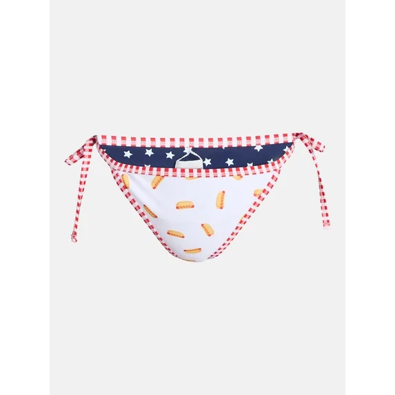 No Boundaries Summer Print Reversible Low Rise String Swim Bottoms, Women's XXS-XXL | Walmart (US)