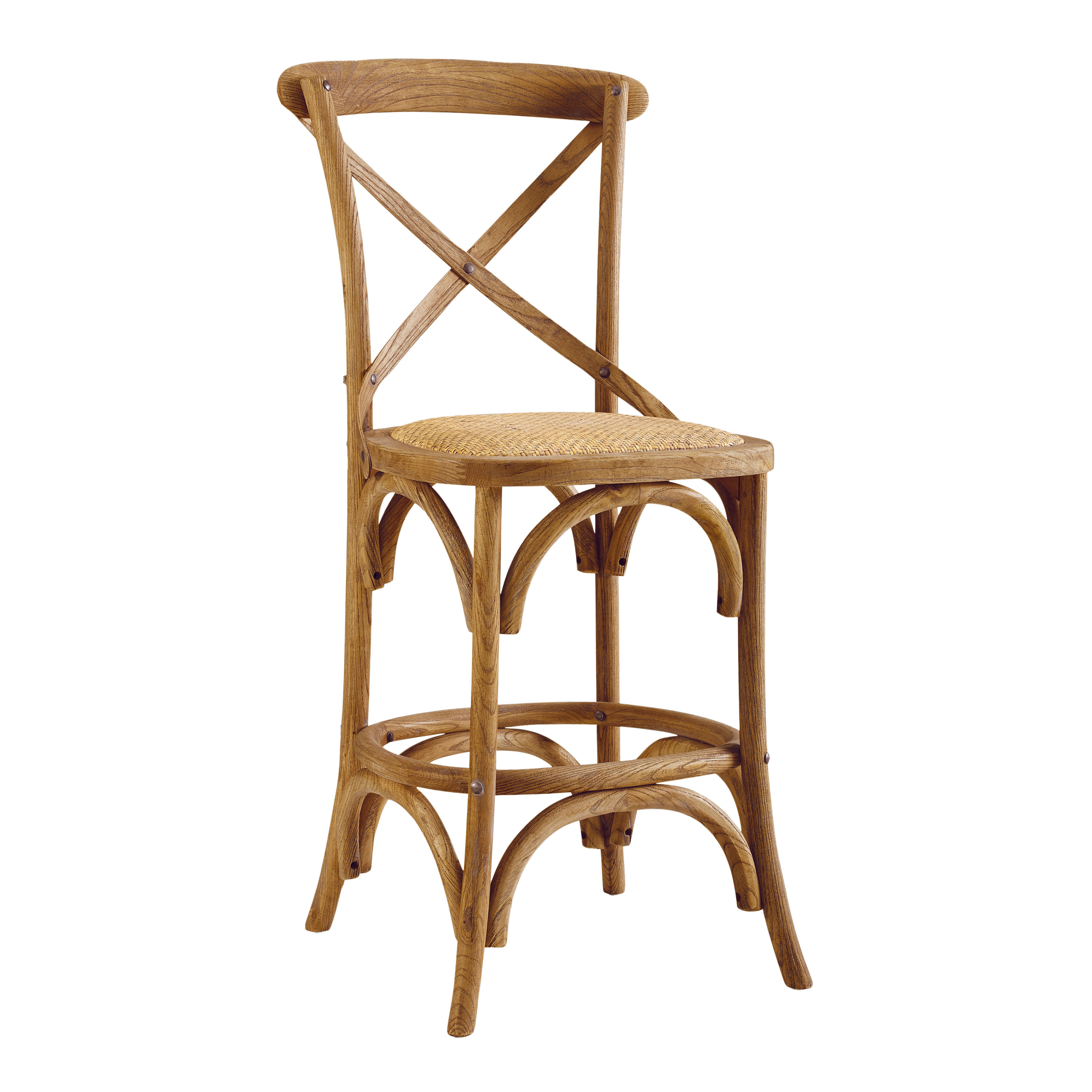 Syena Gray Wood and Rattan Counter Stool - World Market | World Market