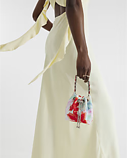 Multicoloured Embellished Floral Bucket Bag | River Island UK & IE