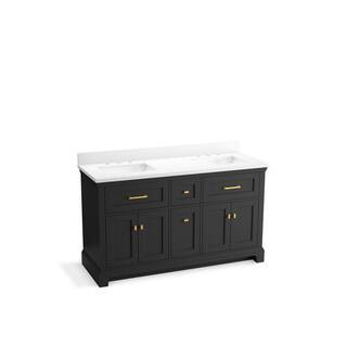Charlemont 60.75in. Double Sink Freestanding Ferrous Grey Bath Vanity with White Quartz Top Assembled | The Home Depot