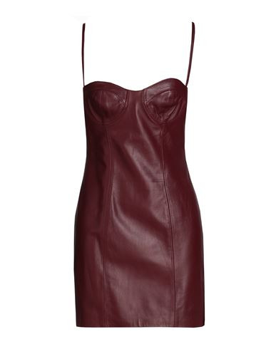 8 By Yoox Leather Tube Dress Woman Mini dress Burgundy Size 12 Lambskin | YOOX (US)