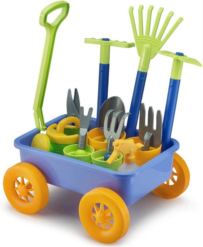 Liberty Imports Pull Along Garden Wagon and Gardening Tools Toy Play Set for Toddlers, Kids with ... | Amazon (US)