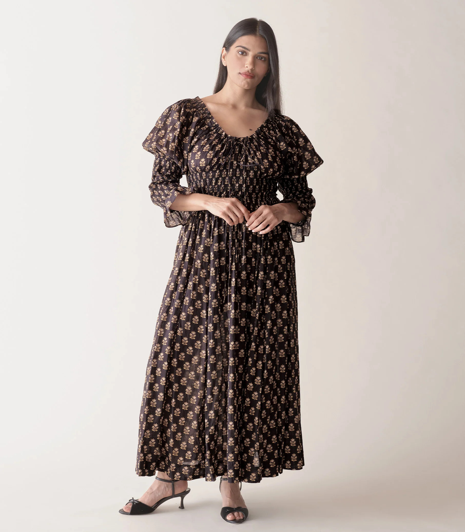 Kaira Dress - Noir Meadowsweet Floral | DÔEN | DOEN